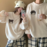 情侣睡衣女款春秋冬季珊瑚绒加厚加绒保暖一男士一女士家居服套装