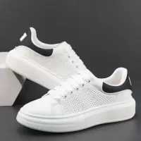 夏季男鞋真皮小白鞋头层牛皮打孔透气轻便运动鞋潮流百搭厚底板鞋