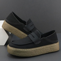 布鞋男夏季透气厚底轻便软底新款舒适一脚蹬懒人乐福鞋潮鞋子