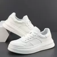 欧洲站轻奢高端真皮男鞋头层牛皮小白鞋厚底轻便软底百搭休闲板鞋