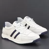 男士小白鞋春季透气新款运动鞋一脚蹬免系休闲鞋真皮百搭德训鞋男