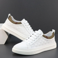 男士板鞋新款潮流百搭男生休闲鞋子四季一脚蹬轻便防滑真皮小白鞋