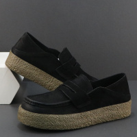 男士真皮豆豆鞋一脚蹬懒人乐福鞋欧洲站潮流百搭厚底轻便休闲鞋男