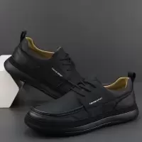 男款头层牛皮皮鞋欧洲站男鞋男士真皮歪头休闲鞋百搭潮流板鞋