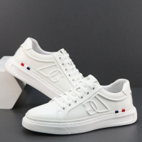 真皮板鞋男新款秋季头层牛皮透气休闲鞋一脚蹬潮流百搭小白鞋