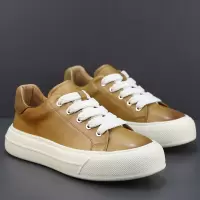 真皮板鞋男新款鞋子男潮流百搭厚底小白鞋头层牛皮男鞋男式休闲鞋