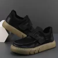 真皮男鞋秋季新款透气厚底增高皮鞋男士一脚蹬勃肯鞋休闲板鞋