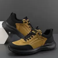 真皮运动鞋男新款秋季轻便软底透气防臭户外旅游时尚休闲鞋子