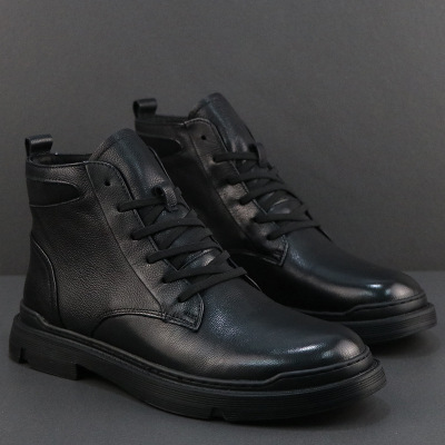 秋冬新款马丁靴男真皮高帮休闲皮鞋英伦风潮流工装靴百搭短靴