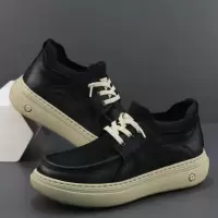 秋季新款中帮男鞋真皮透气防臭休闲鞋英伦潮流复古软底板鞋男