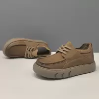 男生头层牛皮休闲鞋百搭男款潮鞋真皮欧洲站男鞋厚底增高透气男鞋