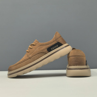 男生头层牛皮厚底板鞋男款潮鞋真皮百搭欧洲站男鞋男士透气休闲鞋