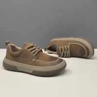 男生头层牛皮歪头休闲鞋真皮百搭板鞋男款潮鞋欧洲站萌丑小丑鞋男