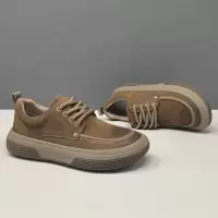 男生头层牛皮歪头休闲鞋真皮百搭板鞋男款潮鞋欧洲站萌丑小丑鞋男