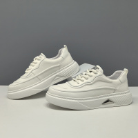 男生头层牛皮透气板鞋男款潮鞋真皮百搭欧洲站男鞋厚底增高休闲鞋