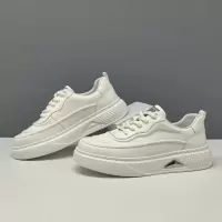 男生头层牛皮透气板鞋男款潮鞋真皮百搭欧洲站男鞋厚底增高休闲鞋