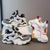 实心底女童皮面鞋子春秋新款儿童小白鞋软底男童防水休闲运动