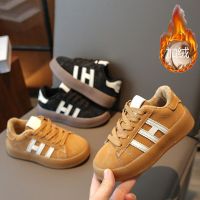 儿童运动鞋年冬季新款反绒皮德迅鞋保暖加绒时尚男女童鞋