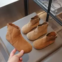 儿童靴子秋季新款女童时尚英伦风时装短靴韩版女孩单靴