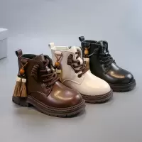 女童单靴子秋季款儿童女孩公主短靴洋气时尚中大童皮靴马丁靴