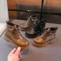 儿童靴子年秋季新款英伦风单靴时尚童靴厚底女童男宝短靴