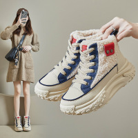 冬季加绒高帮小白鞋新款韩版ins女学生增高运动保暖休闲