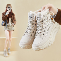 加绒高帮雪地靴女冬季新款学生ins韩版保暖休闲厚底棉鞋