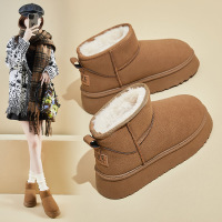 加绒高帮雪地靴女冬季新款学生ins韩版保暖休闲鞋棉鞋