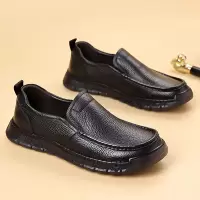 头层牛皮休闲皮鞋男新款手工缝制鞋子男软底真皮中老年爸爸鞋