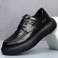 轻奢高端男鞋子秋冬季新款潮鞋真皮透气厚底增高商务休闲皮鞋