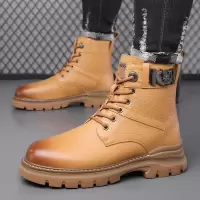 马丁靴男士冬季加绒保暖棉鞋高帮皮靴男头层牛皮工装靴真皮雪地靴