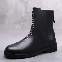 小众做旧缝线设计厚底增高切尔西靴男款英伦风工装复古休闲马丁靴