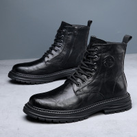 马丁靴男士潮款新款真皮冬季靴子男高帮工装靴加绒保暖男皮靴