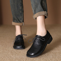 头层牛皮复古休闲女单鞋春秋新款 时尚百搭舒适耐磨舒适体验