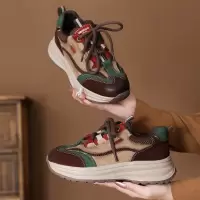 头层牛皮秋冬新款阿甘鞋系带复古厚底丑萌老爹鞋舒适轻便女鞋