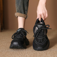 头层牛皮秋季新款厚底小个子老爹鞋透气休闲百搭运动休闲鞋