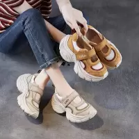 复古厚底镂空运动凉鞋女春季新款魔术贴玛丽珍透气老爹鞋