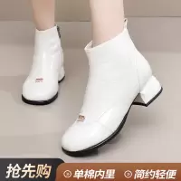 25秋冬季复古短靴马丁靴女新款漆皮时尚软底切尔西软底加绒女棉鞋