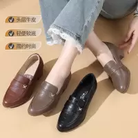 25秋季透气粗跟女真皮单鞋舒适中老年皮鞋复古妈妈防滑软底四季