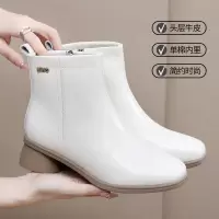 秋冬真皮复古短靴女棉鞋中筒舒适百搭中跟透气软底粗跟女靴