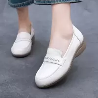 真皮乐福鞋四季单鞋软底25春秋季平跟女鞋中年妈妈鞋女士复古皮鞋