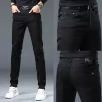 秋冬新款欧洲站轻奢潮牌黑色牛仔裤弹力修身小直筒裤潮流百搭