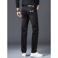 秋冬新款简约高端男款复古黑色弹力修身小直脚青年潮牌牛仔裤