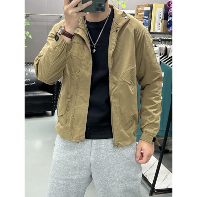 新款时尚帅气简约立领夹克男士春秋季宽松潮流休闲青年外套男