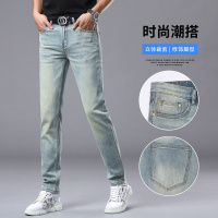 春夏季三本针牛仔裤男欧洲站潮牌高端简约百搭轻商务通勤百搭