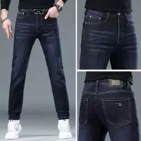 欧洲站牛仔裤男士新款潮牌潮流蓝色秋冬休闲修身小脚长裤子男裤