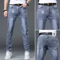 欧货牛仔裤男夏季薄款新款高端潮流弹力修身小脚商务牛仔裤子