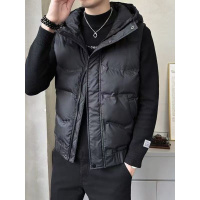 白鸭绒羽绒服马甲男士秋冬新款时尚连帽拉链潮流休闲保暖背心外套