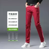 秋冬新款欧洲站轻奢潮牌彩色牛仔裤弹力修身小直筒裤时尚百搭