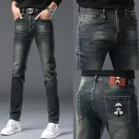 秋冬新款欧洲站轻奢潮牌牛仔裤弹力修身小直筒裤潮流百搭